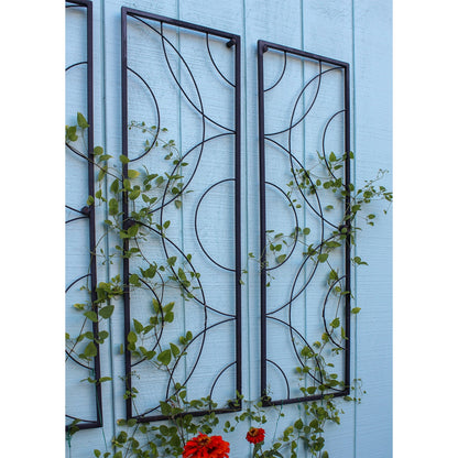 ACHLA Corona Trellis Set of 2 | Wrought Iron Black Powdercoat | Outdoor Garden Wall Support for Roses & Vines | 13.25 x 0.5 x 42 in Each | Model FT-55