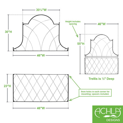 ACHLA Somerset Trellis Set of 2 | Wall-Mounted Wrought Iron Garden Trellis | 46 x 53 in, Black Powdercoat | For Roses, Clematis & | Model FT-56