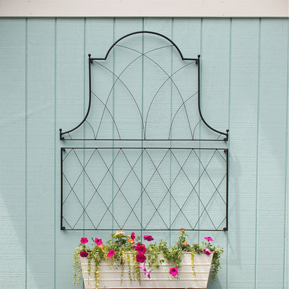 ACHLA Somerset Trellis Set of 2 | Wall-Mounted Wrought Iron Garden Trellis | 46 x 53 in, Black Powdercoat | For Roses, Clematis & | Model FT-56