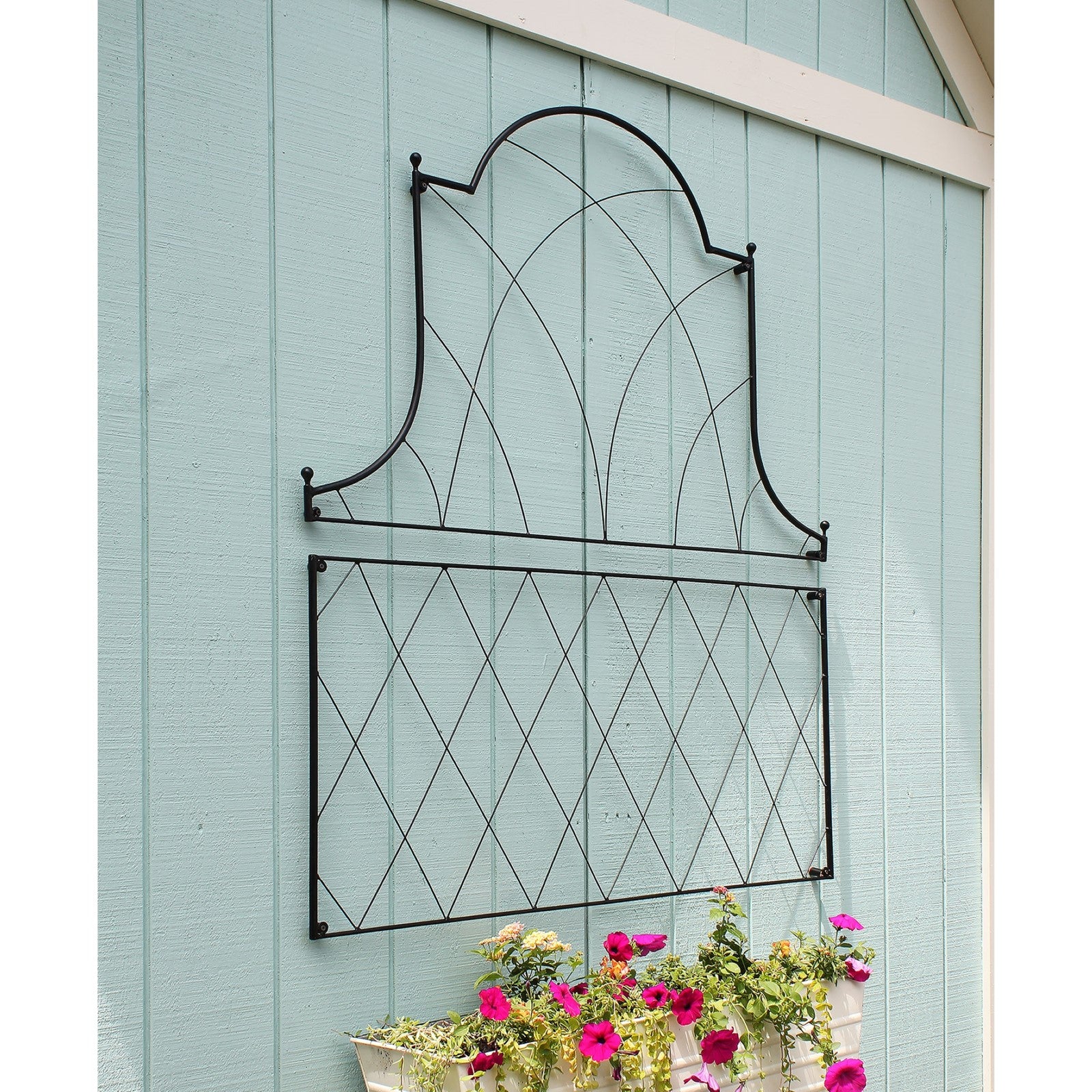 ACHLA Somerset Trellis Set of 2 | Wall-Mounted Wrought Iron Garden Trellis | 46 x 53 in, Black Powdercoat | For Roses, Clematis & | Model FT-56