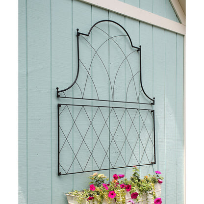 ACHLA Somerset Trellis Set of 2 | Wall-Mounted Wrought Iron Garden Trellis | 46 x 53 in, Black Powdercoat | For Roses, Clematis & | Model FT-56