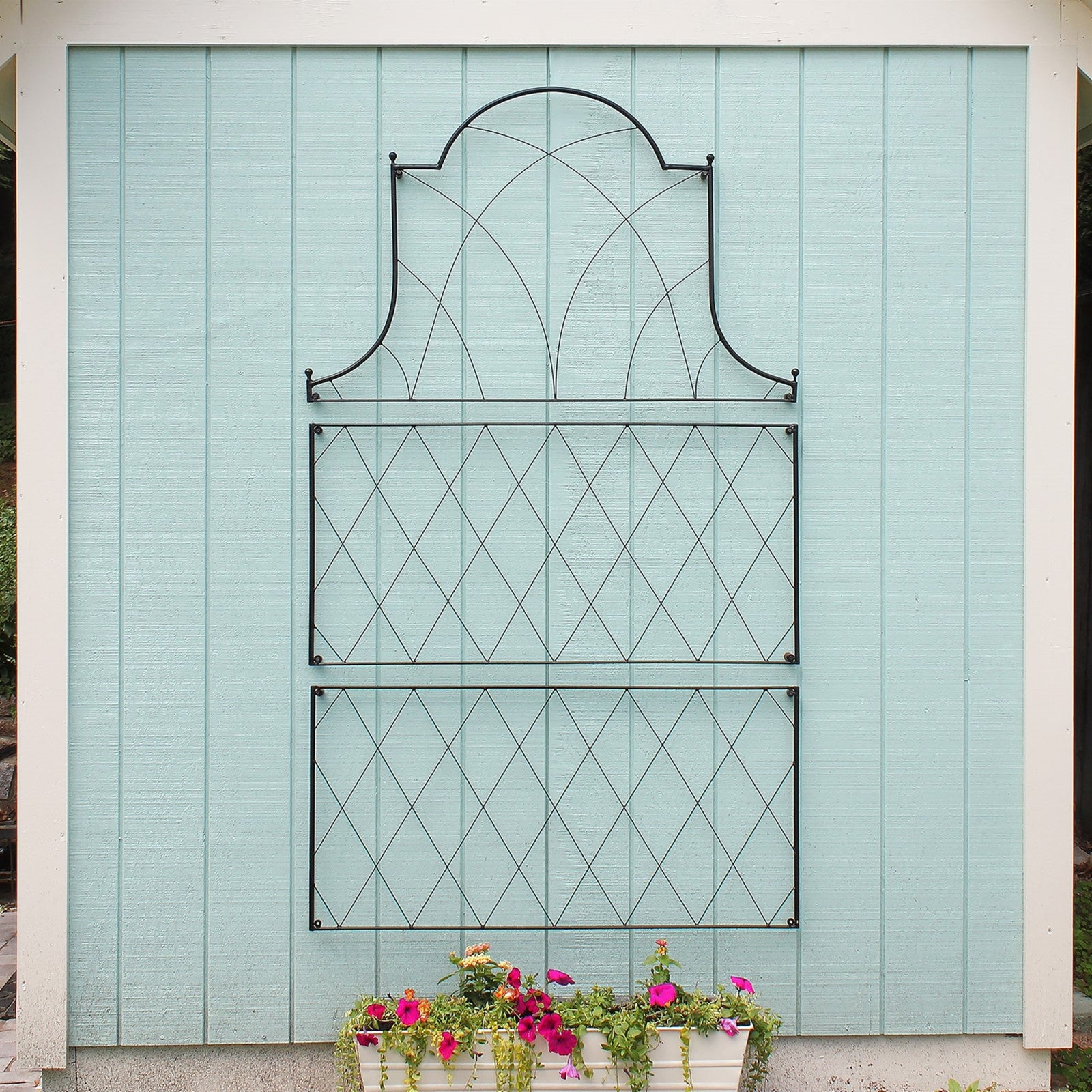 ACHLA Somerset Trellis Set of 2 | Wall-Mounted Wrought Iron Garden Trellis | 46 x 53 in, Black Powdercoat | For Roses, Clematis & | Model FT-56