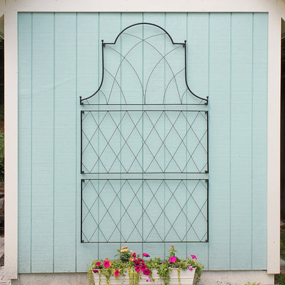 ACHLA Somerset Trellis Set of 2 | Wall-Mounted Wrought Iron Garden Trellis | 46 x 53 in, Black Powdercoat | For Roses, Clematis & | Model FT-56