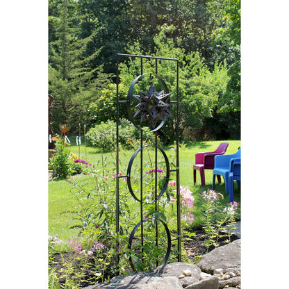 ACHLA Samsara Trellis 79.5in Tall Garden Trellis | Asian-Inspired Wrought Iron Black Powdercoat | Climbing Plants & Zen Garden Decor | Model FT-58
