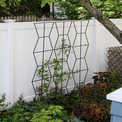 ACHLA Zigzag Screen Trellis 79.5in Wide | Modern Black Wrought Iron | Patio & Garden Green Screen | 79.5 x 26.5 x 84 in | Model FT-60