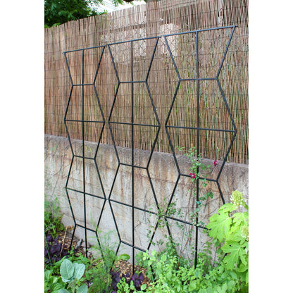 ACHLA Zigzag Screen Trellis 79.5in Wide | Modern Black Wrought Iron | Patio & Garden Green Screen | 79.5 x 26.5 x 84 in | Model FT-60