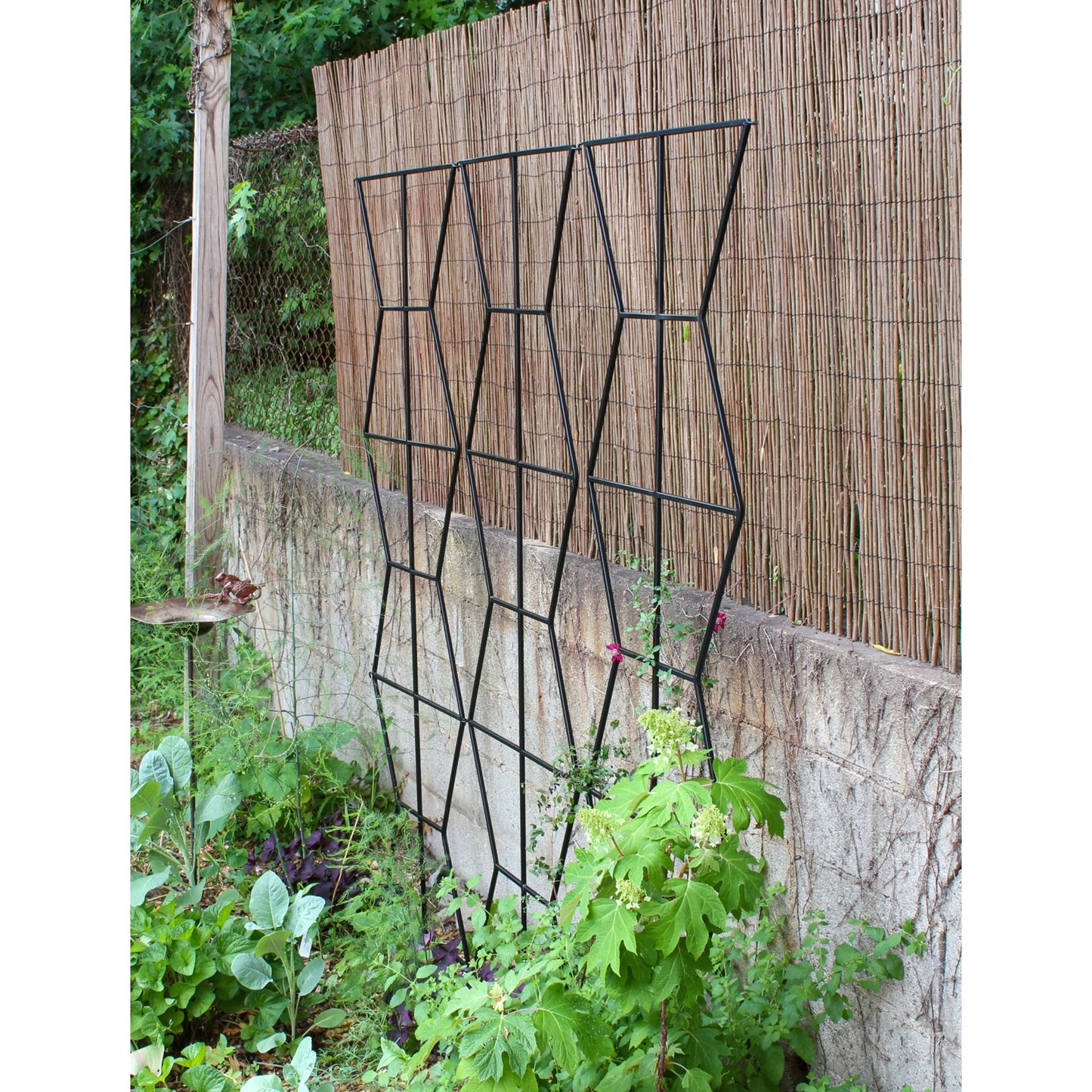 ACHLA Zigzag Screen Trellis 79.5in Wide | Modern Black Wrought Iron | Patio & Garden Green Screen | 79.5 x 26.5 x 84 in | Model FT-60
