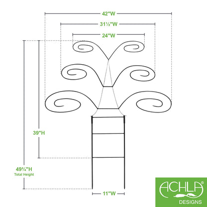 ACHLA Butterfly Trellis 49.75in H | Graphite Wrought Iron Garden Support | Outdoor Planter & Living Fence | 42 x 11 x 49.75 in | Model FT-61