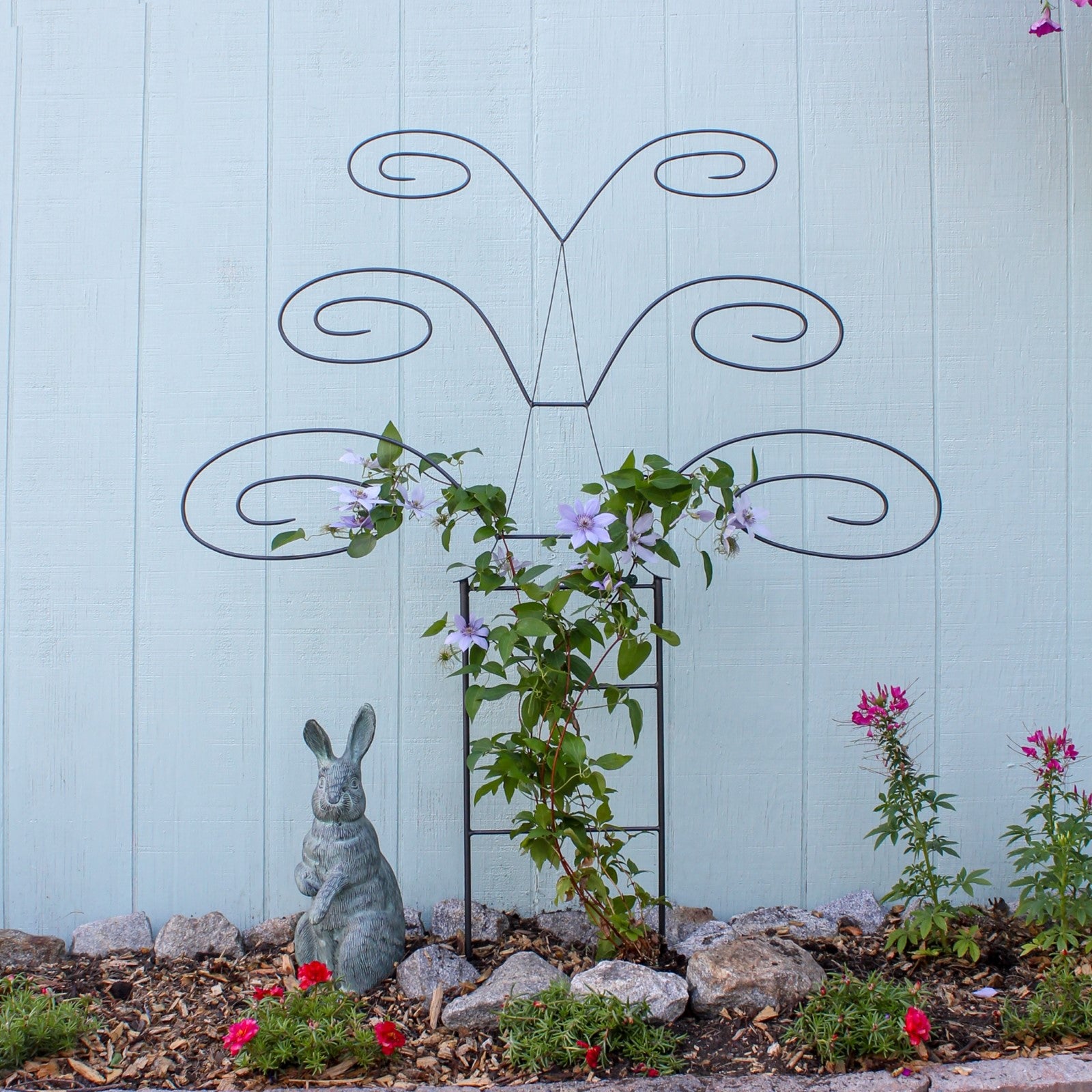 ACHLA Butterfly Trellis 49.75in H | Graphite Wrought Iron Garden Support | Outdoor Planter & Living Fence | 42 x 11 x 49.75 in | Model FT-61