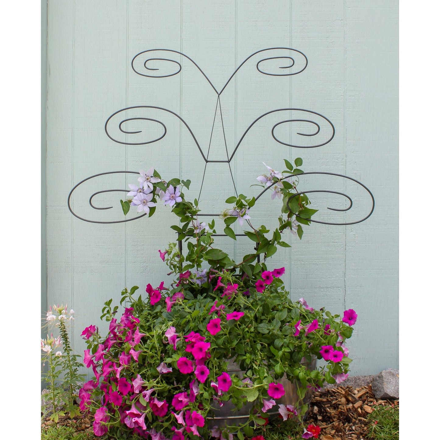 ACHLA Butterfly Trellis 49.75in H | Graphite Wrought Iron Garden Support | Outdoor Planter & Living Fence | 42 x 11 x 49.75 in | Model FT-61