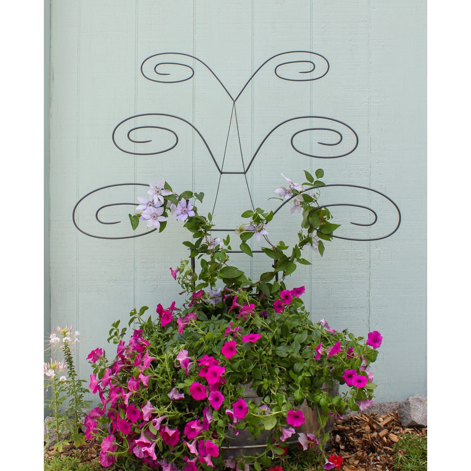 ACHLA Butterfly Trellis 49.75in H | Graphite Wrought Iron Garden Support | Outdoor Planter & Living Fence | 42 x 11 x 49.75 in | Model FT-61