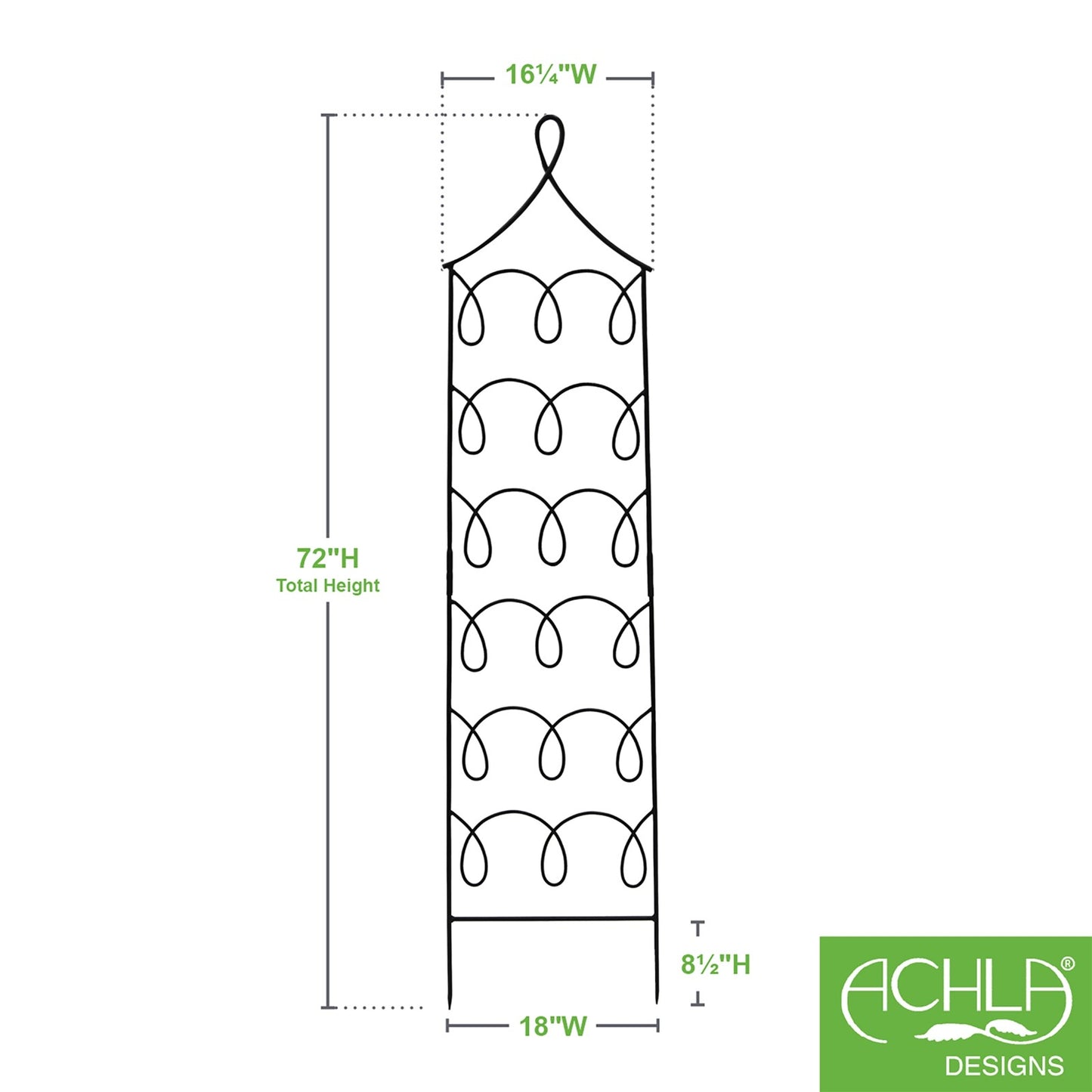 ACHLA Gingerbread Cottage Trellis 72in H | Black Wrought Iron | Outdoor Vertical Garden & Wall Climbing Plant Support | 18 x 72 x 0.5 in | Model FT-62