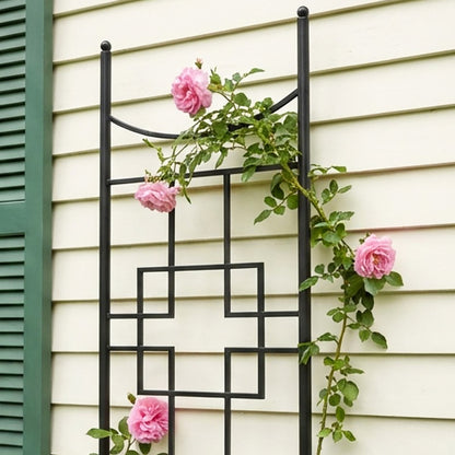 ACHLA Square-on-Squares 96in Slim Trellis | Wrought Iron Graphite Powdercoat | Garden & Patio Climbing Plant Support | Model FT-64