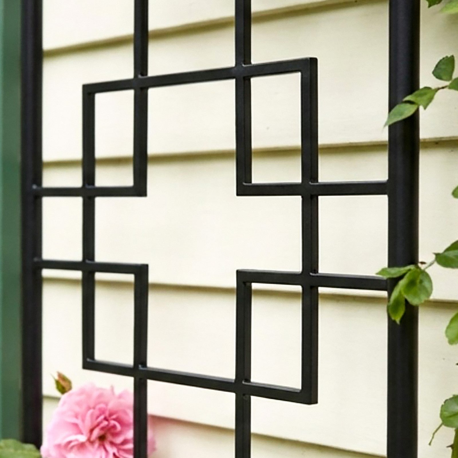 ACHLA Square-on-Squares 96in Slim Trellis | Wrought Iron Graphite Powdercoat | Garden & Patio Climbing Plant Support | Model FT-64