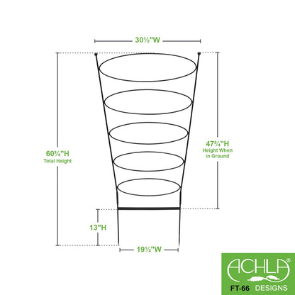 ACHLA Ovals Trellis 61in H | Wrought Iron Black Powdercoat | Garden & Patio Climbing Plant Support | 30 x 30 x 61 in | Model FT-66
