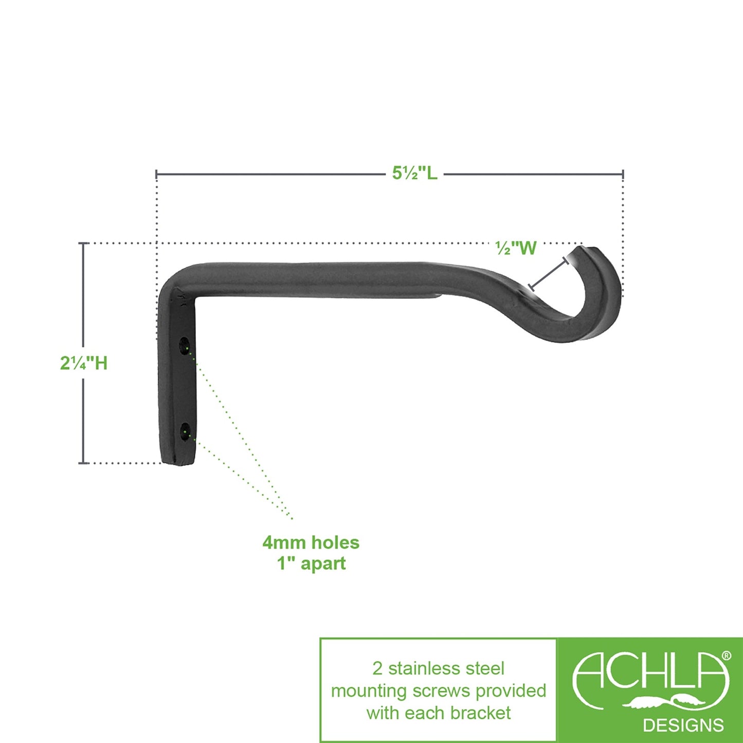 ACHLA Trellis Wall Brackets 2-Pair | Wrought Iron Black Powdercoat | Garden Trellis & Plant Support | 5.25 in L, 6 in W | Model FTB-02-2