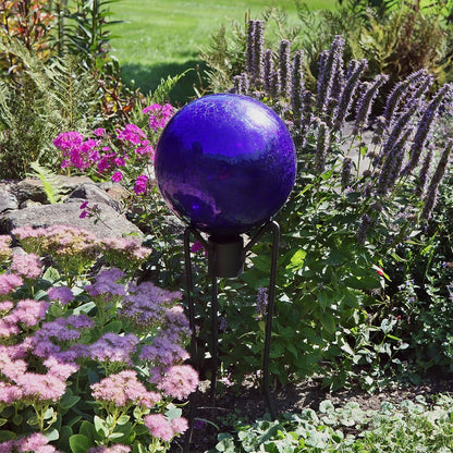 ACHLA 10in Gazing Globe | Blue Crackle Hand-Blown Glass | Garden & Patio Accent | 10 x 10 x 12 in | Model G10-BL-C