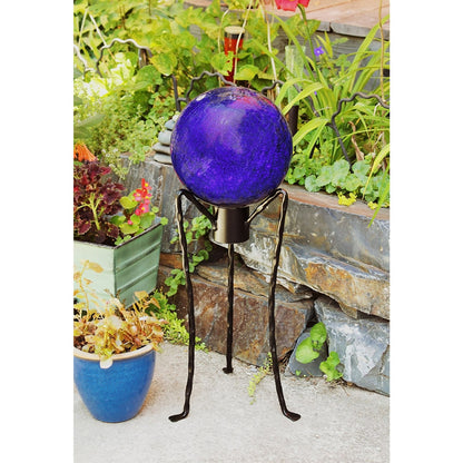 ACHLA 10in Gazing Globe | Blue Crackle Hand-Blown Glass | Garden & Patio Accent | 10 x 10 x 12 in | Model G10-BL-C
