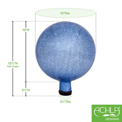 ACHLA 10in Gazing Globe | Blue Lapis Crackle Glass | Garden & Patio Accent | 10 x 10 x 12 in | Model G10-BLL-C