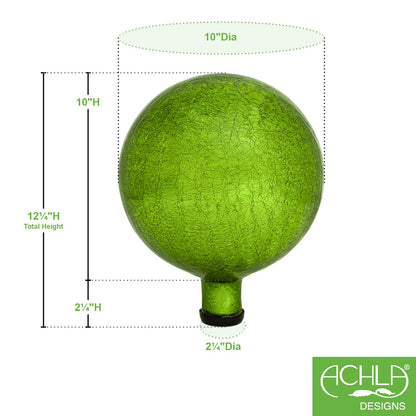 ACHLA 10in Gazing Globe | Fern Green Crackle Glass | Garden & Patio Decor | 10 x 10 x 12 in | Model G10-FG-C