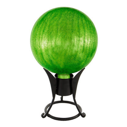 ACHLA 10in Gazing Globe | Fern Green Crackle Glass | Garden & Patio Decor | 10 x 10 x 12 in | Model G10-FG-C