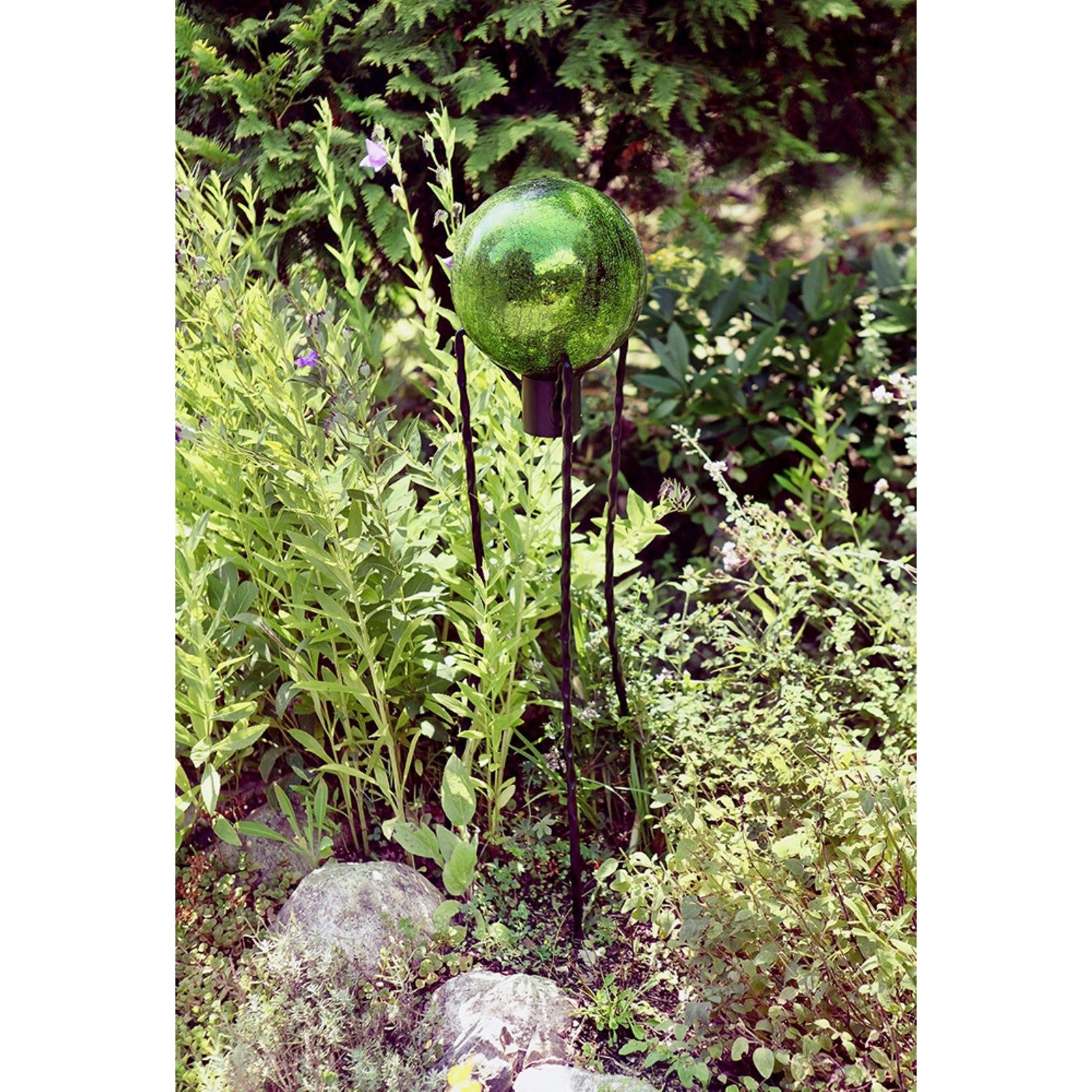 ACHLA 10in Gazing Globe | Fern Green Crackle Glass | Garden & Patio Decor | 10 x 10 x 12 in | Model G10-FG-C