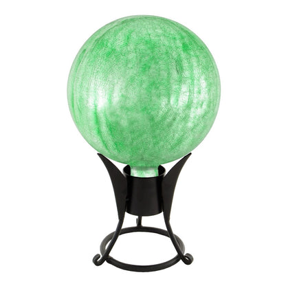 ACHLA G10 10in Gazing Globe | Crackle Light Green Hand-Blown Glass | Garden & Patio Accent | 10 x 10 x 12 in | Model G10-LG-C