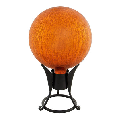 ACHLA 10in Gazing Globe | Mandarin Crackle Glass | Garden & Patio Decor | 10 x 10 x 12 in | Model G10-M-C