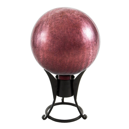 ACHLA 10in Gazing Globe | Crackle Plum Hand-Blown Glass | Garden & Patio Accent | 16 x 16 x 16 in | Model G10-PL-C