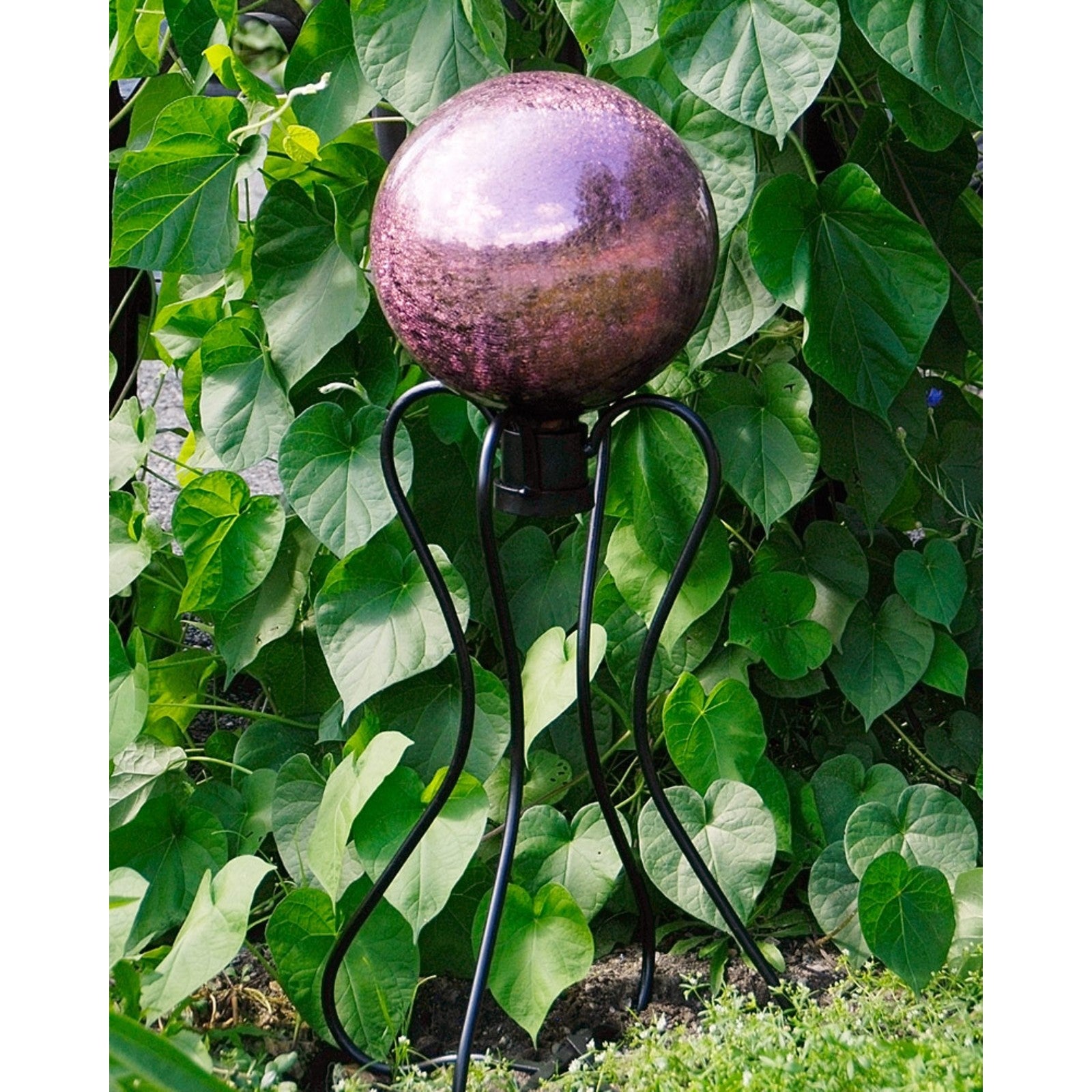 ACHLA 10in Gazing Globe | Crackle Plum Hand-Blown Glass | Garden & Patio Accent | 16 x 16 x 16 in | Model G10-PL-C