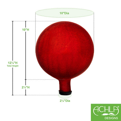 ACHLA Gazing Ball 10in Red Crackle Glass | Garden Globe Outdoor Decor | Patio & Garden Accent | 10 x 10 x 12 in | Model G10-RD-C