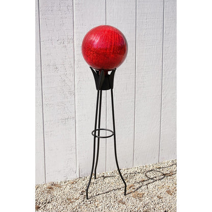 ACHLA Gazing Ball 10in Red Crackle Glass | Garden Globe Outdoor Decor | Patio & Garden Accent | 10 x 10 x 12 in | Model G10-RD-C