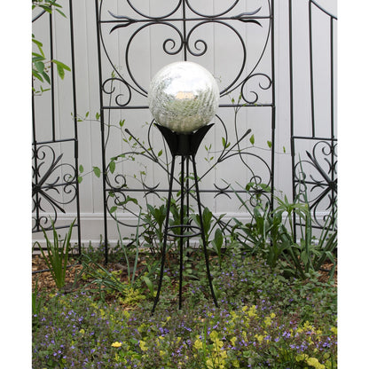 ACHLA 10in Gazing Globe | Silver Crackle Glass Garden Sphere | Outdoor Patio & Garden Decor | 10 x 10 x 12 in | Model G10-S-C