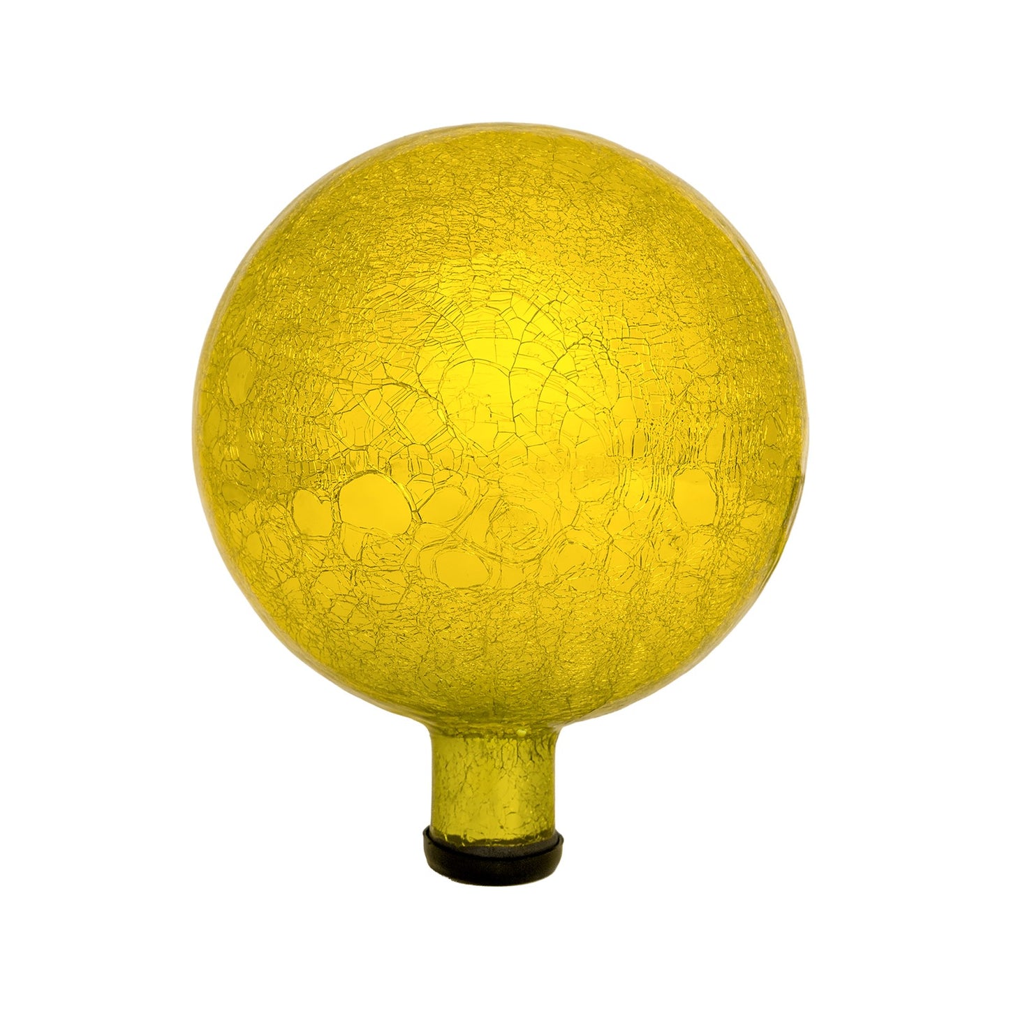 ACHLA Gazing Globe 10in Lemon Drop Crackle Glass | Hand-Blown Reflective Garden Sphere | Patio & Garden Accent | 10 x 10 x 12 in | Model G10-Y-C