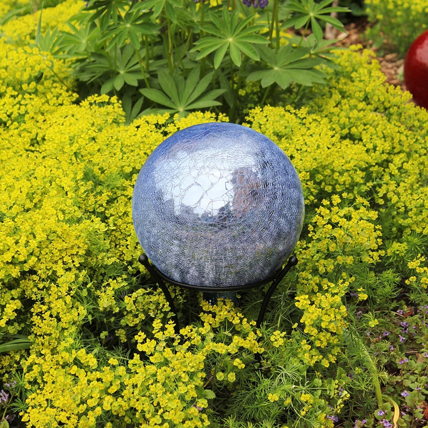 ACHLA 12in Gazing Globe | Blue Lapis Crackle Glass | Garden & Patio Accent | 12 x 12 x 14 in | Model G12-BLL-C