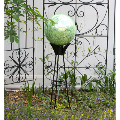 ACHLA 12in Light Green Crackle Gazing Globe | Hand-Blown Glass Garden Sphere | Patio & Yard Decor Accent | 12 x 12 x 14 in | Model G12-LG-C