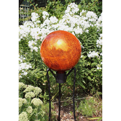 ACHLA 12in Gazing Globe | Crackled Mandarin Glass | Garden & Patio Decor | 12 x 12 x 14 in | Model G12-M-C