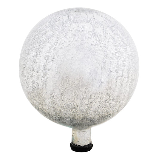 ACHLA 12in Gazing Globe | Silver Crackle Glass | Garden & Patio Accent | 12 x 12 x 14 in | Model G12-S-C