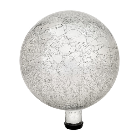 ACHLA 12in Gazing Globe | Silver Crackle Glass | Garden & Patio Accent | 12 x 12 x 14 in | Model G12-S-C