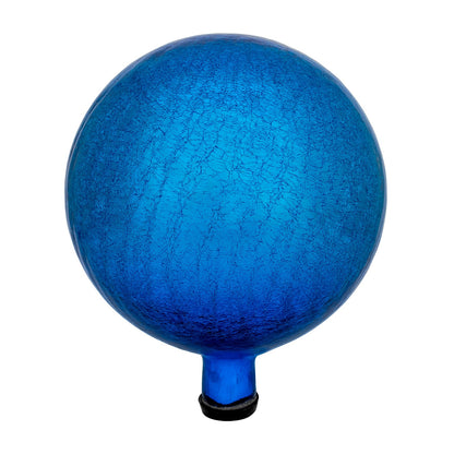 ACHLA 12in Teal Crackle Gazing Globe | Hand-Blown Crackled Glass Garden Sphere | Patio & Garden Accent | 12 x 12 x 14 in | Model G12-T-C