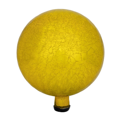 ACHLA Gazing Globe 12in Lemon Drop Crackle | Hand-Blown Glass Garden Sphere | Patio & Yard Accent | 10 x 10 x 12 in | Model G12-Y-C