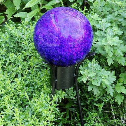 ACHLA 6in Gazing Globe | Crackle Blue Hand-Blown Glass | Garden & Patio Accent | 6 x 6 x 8 in | Model G6-BL-C