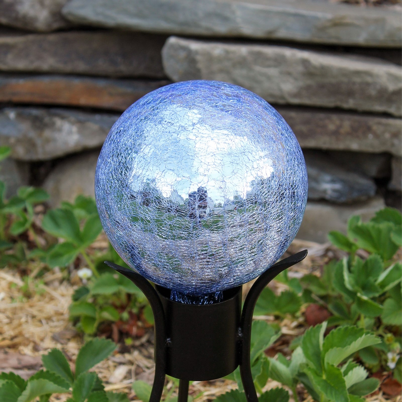ACHLA 6in Gazing Globe | Blue Lapis Crackle Glass | Garden & Patio Decor | 6 x 6 x 8 in | Model G6-BLL-C