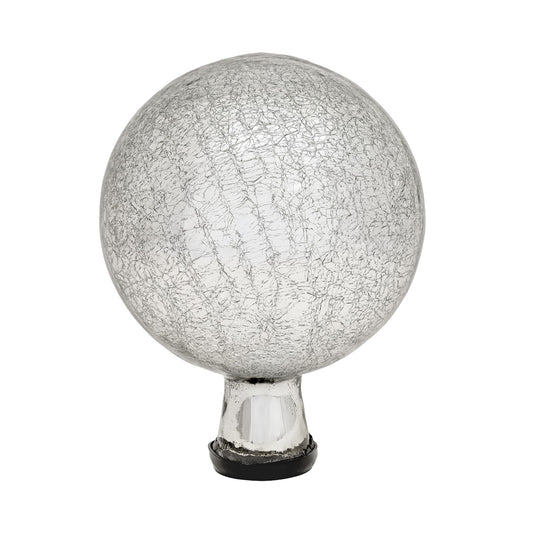 ACHLA 6in Gazing Globe | Silver Crackle Glass Garden Sphere | Outdoor Patio & Garden Accent | 6 x 6 x 8 in | Model G6-S-C