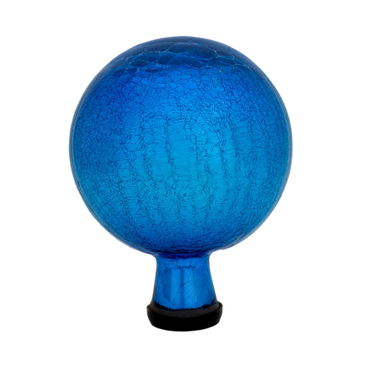 ACHLA 6in Gazing Globe | Teal Crackle Glass Garden Accent | Outdoor Patio & Yard Decor | 6 x 6 x 8 in | Model G6-T-C