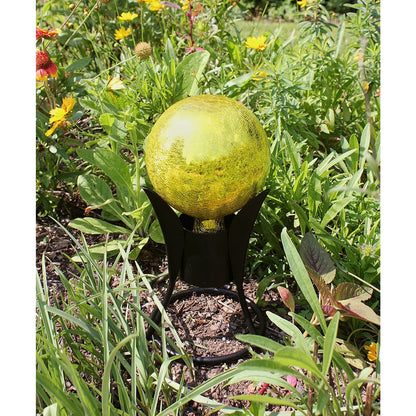 ACHLA Gazing Globe 6in Lemon Drop Crackle Glass | Outdoor Garden & Patio Decor | 6 x 6 x 8 in | Model G6-Y-C