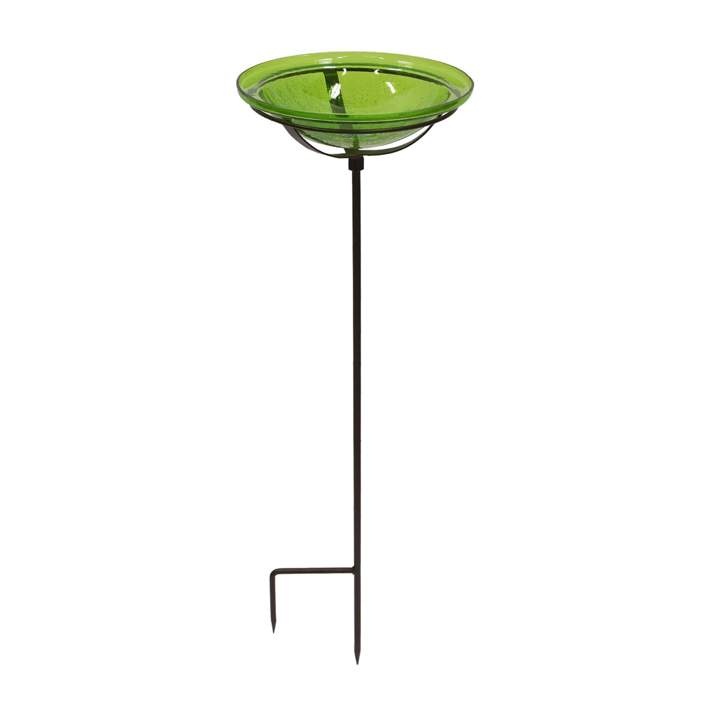 ACHLA Fern Green Crackle Glass Bowl with Stand | 12.5in Diameter Outdoor Garden Decor | Patio & Yard Accent | 12.5 x 12.5 x 3 in | Model GBB-05