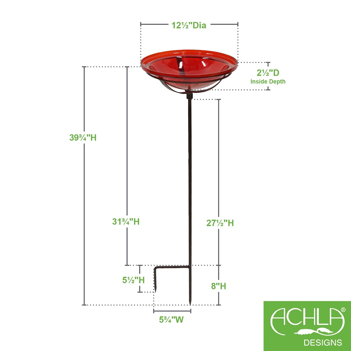 ACHLA Red Crackle Glass Bowl with Stand | Roman Bronze Metal Cradle | Garden & Patio Decorative Accent | 12.5 x 12.5 x 3 in | Model GBB-09