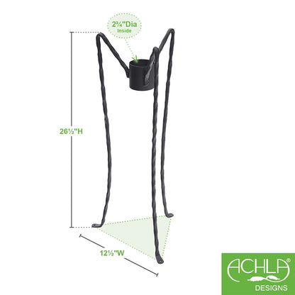 ACHLA Gazing Globe Stand 24in H | Wrought Iron Black Powder Coat | Garden, Patio & Deck Display | 12 x 12 x 24 in | Model GBS-03