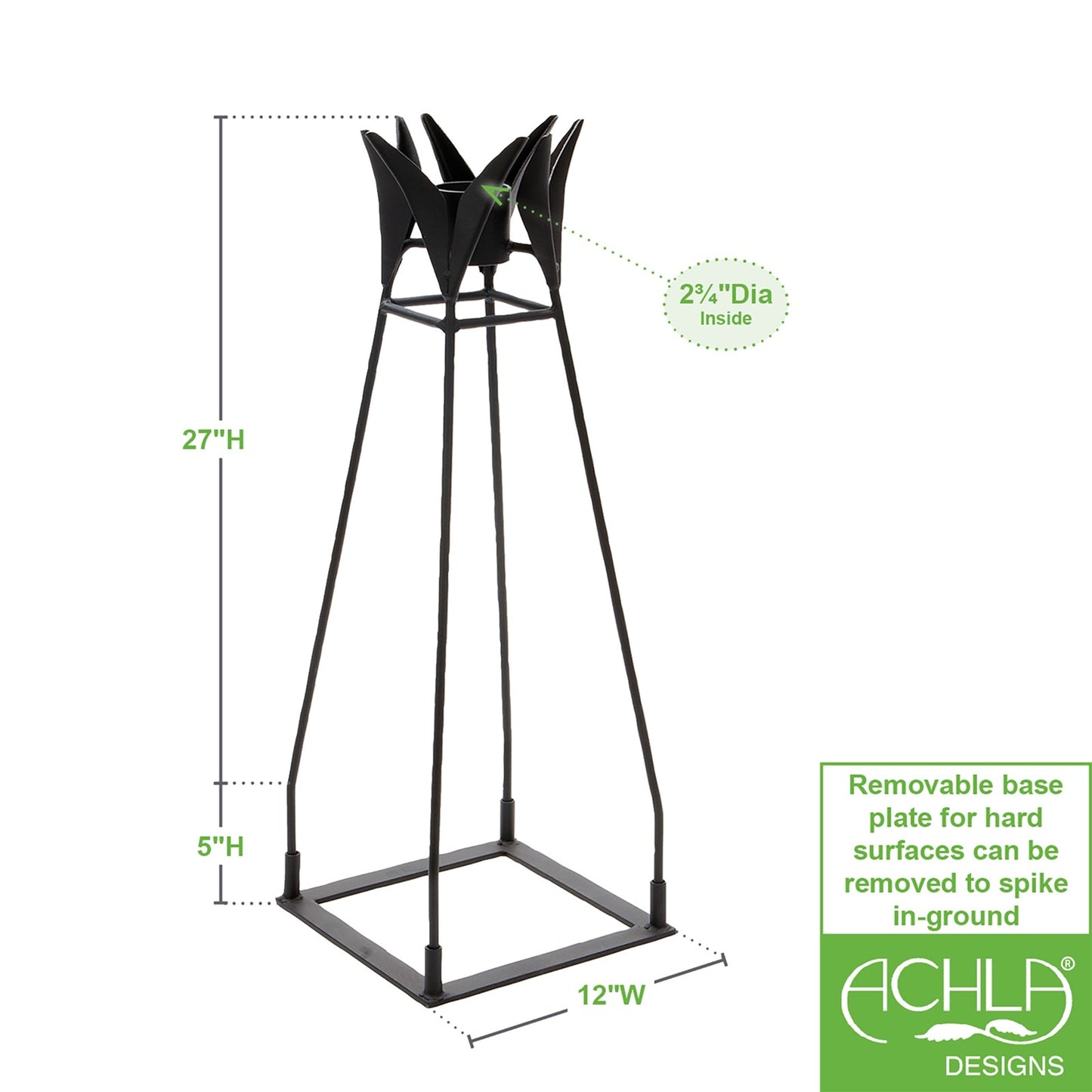 ACHLA Gazing Globe Stand 33in | Black Wrought Iron Garden Pedestal | Patio & Garden Display | 12 x 12 x 33 in | Model GBS-04